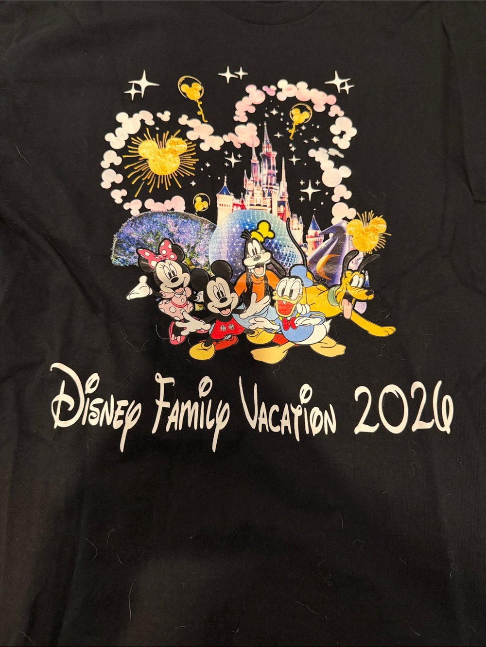 Disney Black Graphic Tee with Mickey & Friends Castle Design